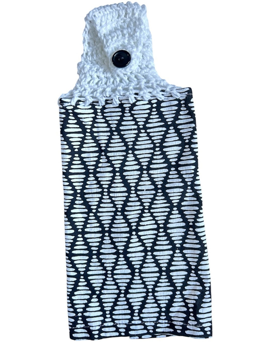 Hand Crochet  Black & White Hanging Kitchen Hand Towel Crochet Top